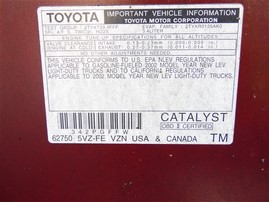 2002 Toyota 4runner SR5 Burgundy 3.4L AT 4WD #Z21657